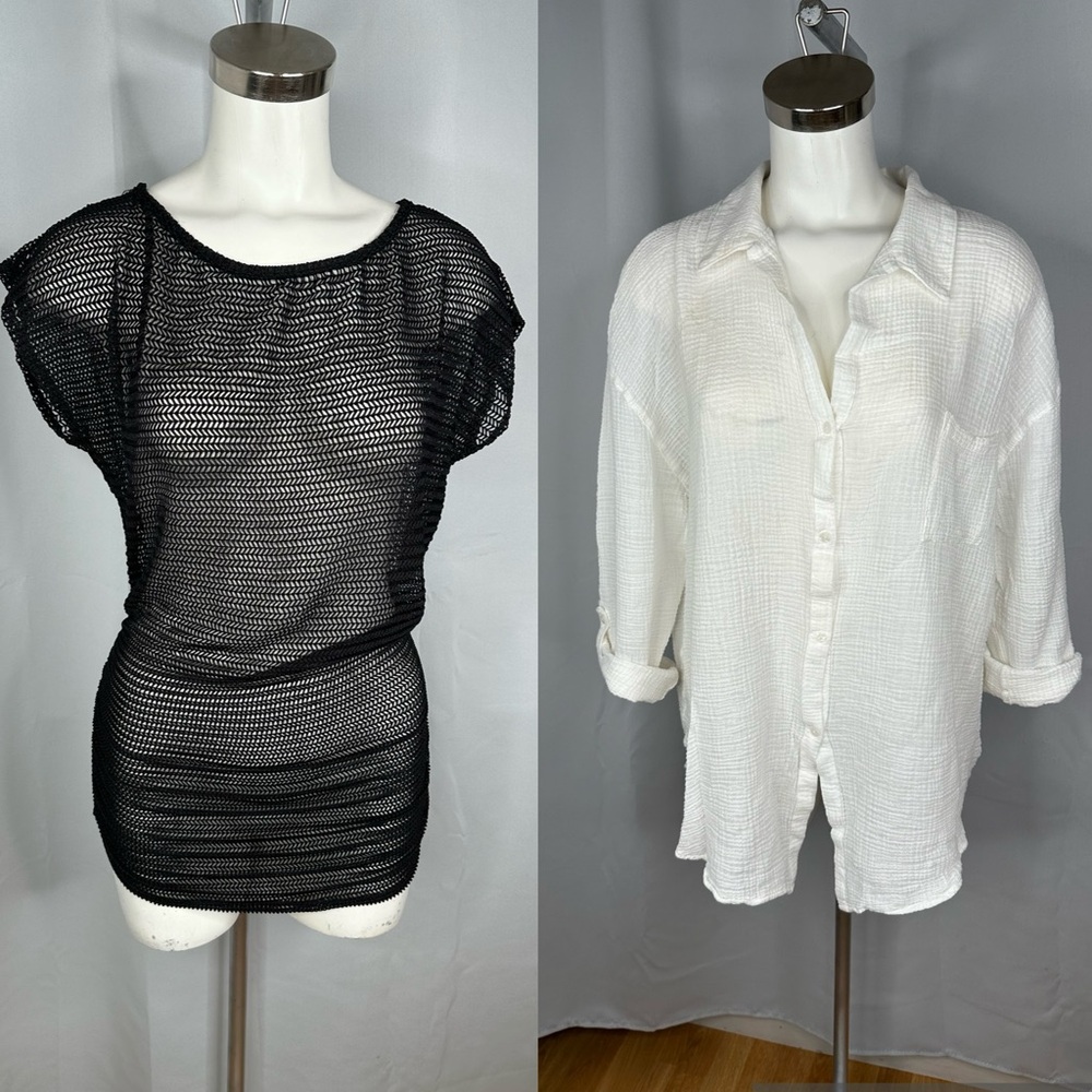 Lot of 2 Swimsuit Coverups Swimwear Beach Cover Up Dress Shirt Lg / XL